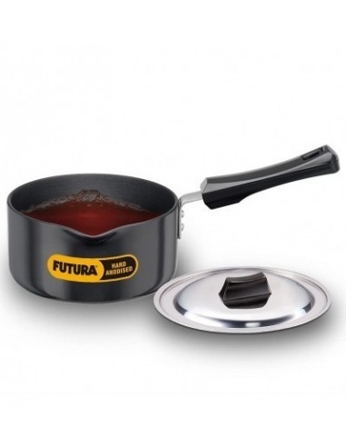 Hawkins Futura Hard Anodised Saucepan with Stainless Steel Lid Capacity 1.5 Litre Diameter 16 cm Thickness 3.25 mm Black AS15S