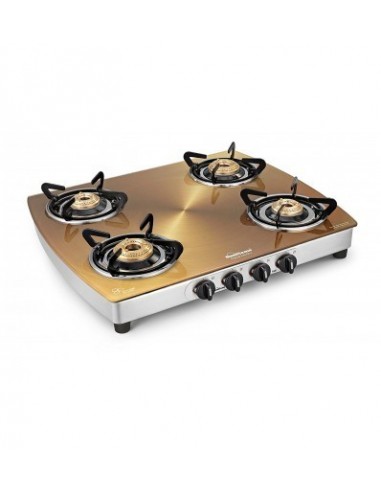Sunflame Crystal Gold Glass Stainless Steel Manual Gas Stove 4 Burners