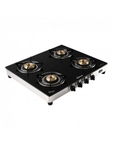 Sunflame Glass Top Gt Astra 4b Ss Gas Stove Silver Stainless Steel Manual Gas Stove 4 Burners