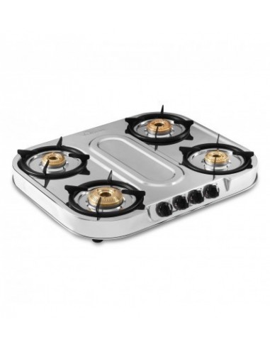 Sunflame Spectra Plus Stainless Steel 4 Burner Gas Stove Manual Ignition Silver