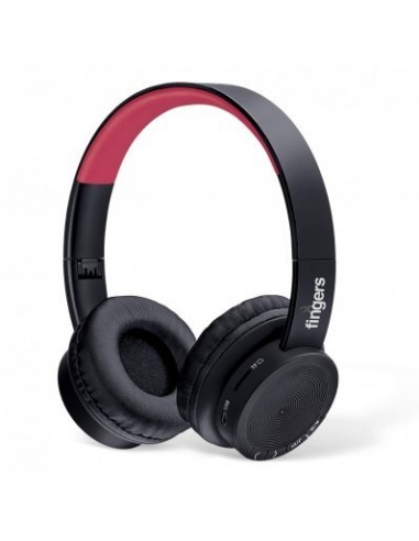 Fingers Rock-N-Roll H2 Bluetooth Wireless On-Ear Headset with Mic Multi-Function Soft Black and Rich Red