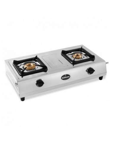 Sunflame Excel Cook 2b Stainless Steel 2 Burner Gas Stove Manual Ignition Silver