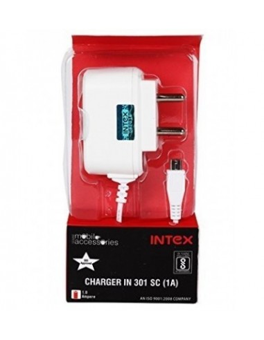 Intex IN 301 SC 1 Amp Mobile Charger With Fixed Wire For Android Smartphones