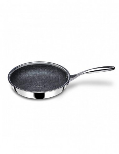 Stahl Triply Stainless Steel Non Stick Pan Stainless Steel Frying Pan with Lid Fry Pan with Induction Base 20 cm 1.3L