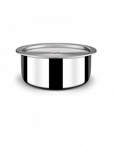 Stahl Triply Stainless Steel Tope with Lid Stainless Steel Patila Induction Base Tri Ply Tope 1 Litre 14 cm