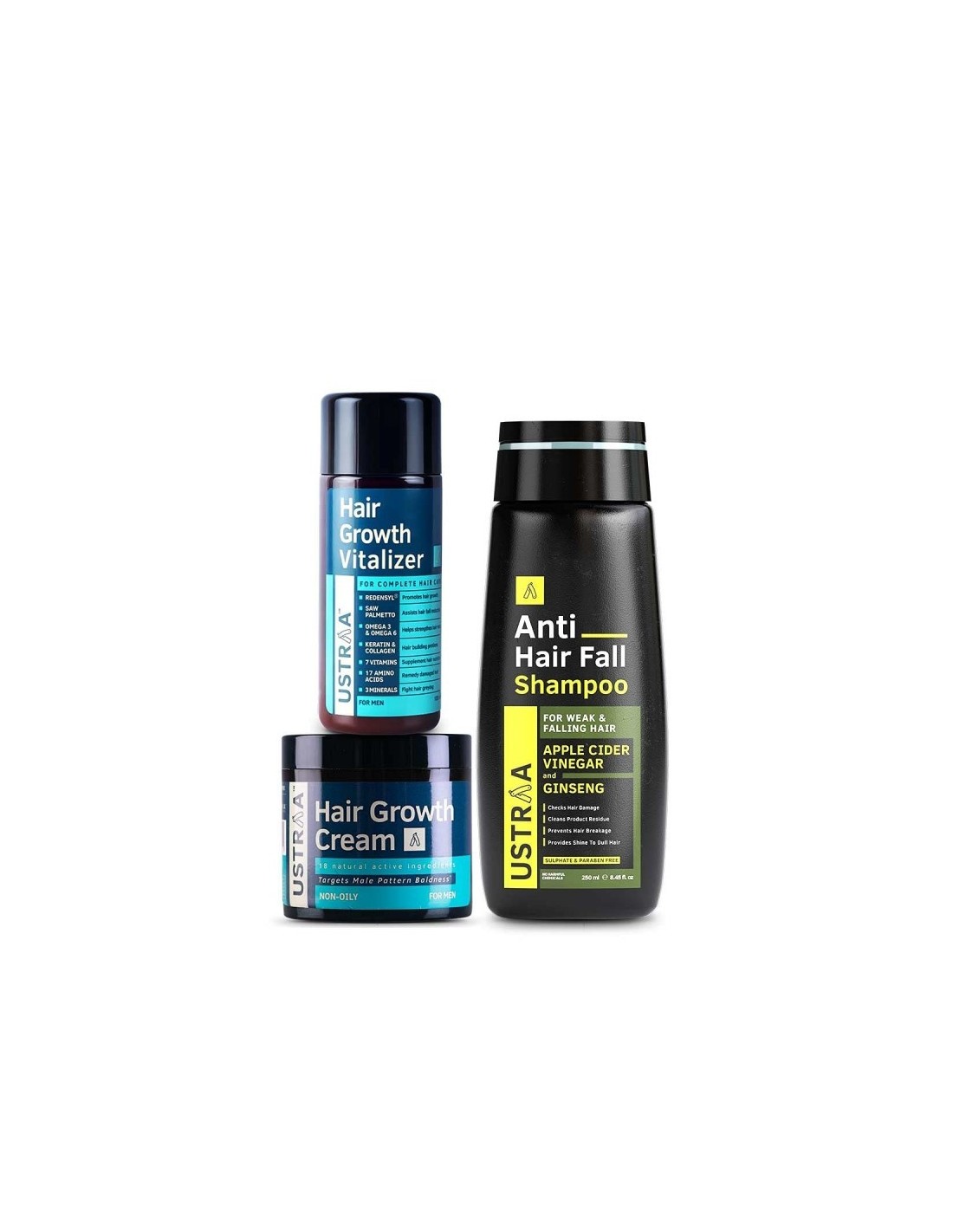 Ustraa ultimate hair growth kit for men (set of 3) hair growth vital