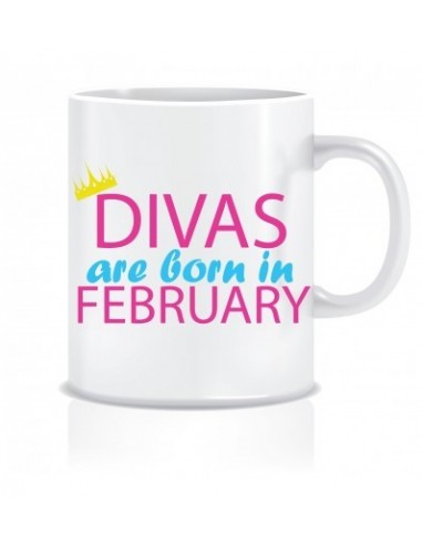 Everyday Desire Divas are Born in February Ceramic Coffee Mug - Birthday gifts for Girls, Women, Mother - ED597