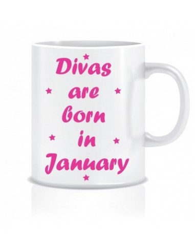 Everyday Desire Divas are Born in January Ceramic Coffee Mug - Birthday gifts for Girls, Women, Mother - ED578