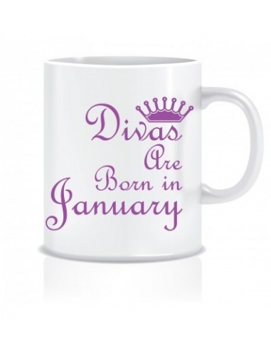 Everyday Desire Divas are Born in January Ceramic Coffee Mug - Birthday gifts for Girls, Women, Mother - ED580