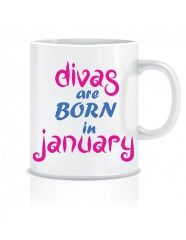 Everyday Desire Divas are Born in January Ceramic Coffee Mug - Birthday gifts for Girls, Women, Mother - ED590