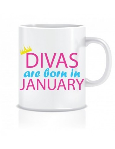 Everyday Desire Divas are Born in January Ceramic Coffee Mug - Birthday gifts for Girls, Women, Mother - ED591