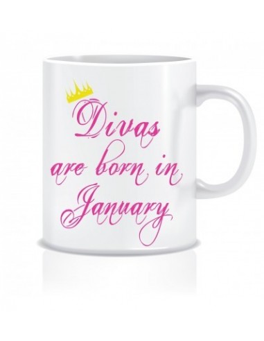 Everyday Desire Divas are Born in January Ceramic Coffee Mug - Birthday gifts for Girls, Women, Mother - ED592