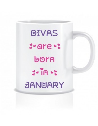 Everyday Desire Divas are Born in January Ceramic Coffee Mug - Birthday gifts for Girls, Women, Mother - ED593