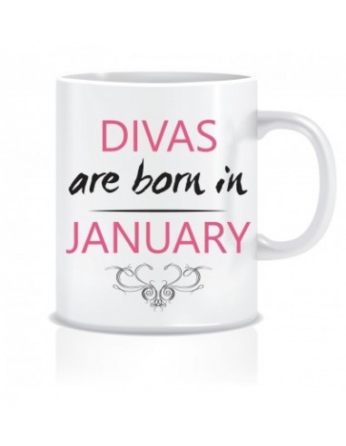 Everyday Desire Divas are Born in January Ceramic Coffee Mug - Birthday gifts for Girls, Women, Mother - ED595