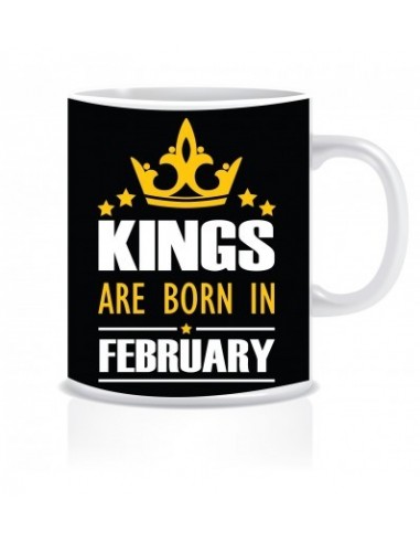 Everyday Desire Kings are Born in February Ceramic Coffee Mug ED350 - Birthday gifts for Boys, Men, Father