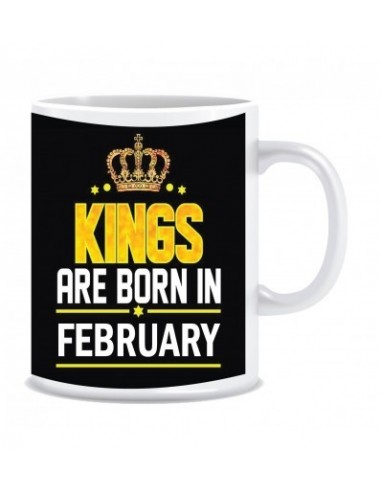 Everyday Desire Kings are Born in February Ceramic Coffee Mug ED368 - Birthday gifts for Boys, Men, Father