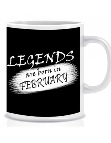 Everyday Desire Legends are Born in February Ceramic Coffee Mug ED329 - Birthday gifts for Boys, Men, Father