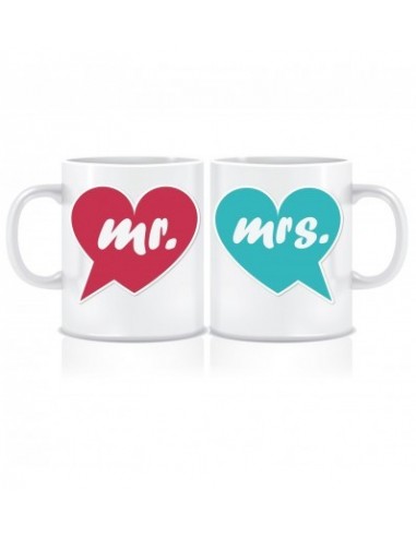 Everyday Desire Mrs. Mr. Printed Ceramic Coffee Tea Mugs ED091 - Pack of 2