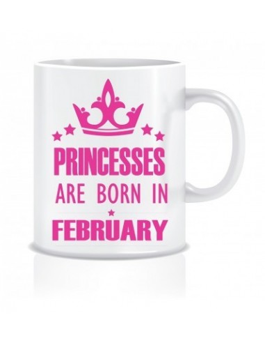 Everyday Desire Princesses are Born in February Ceramic Coffee Mug ED385 - Birthday gifts for Girls, Women, Mother