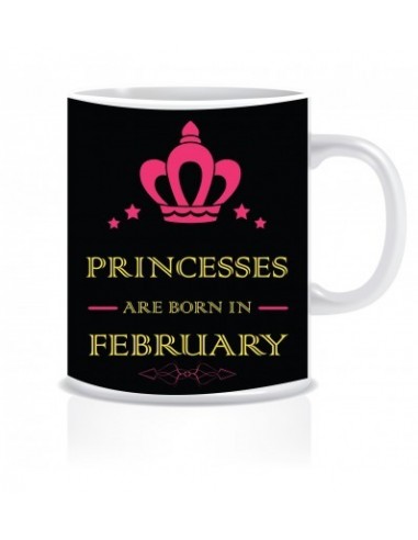Everyday Desire Princesses are Born in February Ceramic Coffee Mug ED387 - Birthday gifts for Girls, Women, Mother