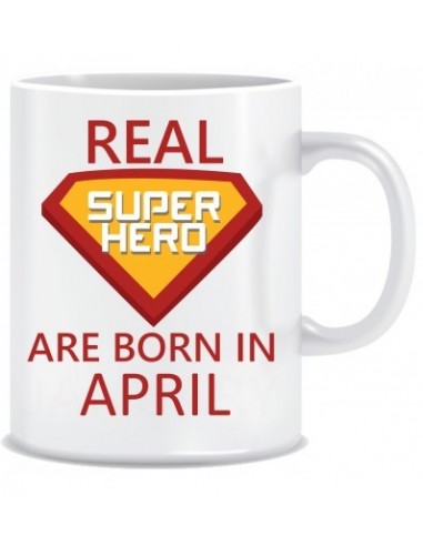 Everyday Desire Superheroes are Born in April Ceramic Coffee Mug - Birthday gifts for Boys, Men, Father - ED659