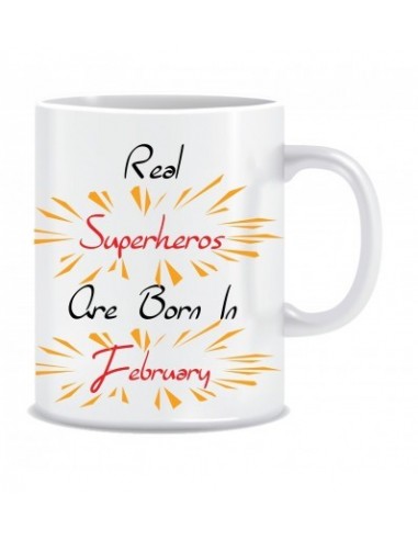 Everyday Desire Superheroes are Born in February Ceramic Coffee Mug - Birthday gifts for Boys, Men, Father - ED560