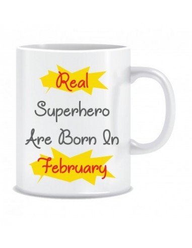 Everyday Desire Superheroes are Born in February Ceramic Coffee Mug - Birthday gifts for Boys, Men, Father - ED563