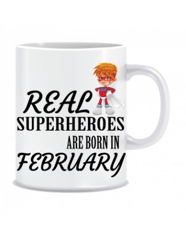 Everyday Desire Superheroes are Born in February Ceramic Coffee Mug - Birthday gifts for Boys, Men, Father - ED564