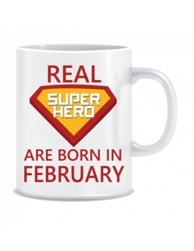 Everyday Desire Superheroes are Born in February Ceramic Coffee Mug - Birthday gifts for Boys, Men, Father - ED565