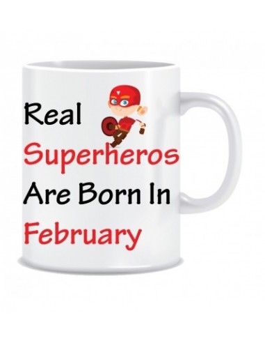 Everyday Desire Superheroes are Born in February Ceramic Coffee Mug - Birthday gifts for Boys, Men, Father - ED566