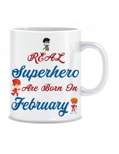 Everyday Desire Superheroes are Born in February Ceramic Coffee Mug - Birthday gifts for Boys, Men, Father - ED567
