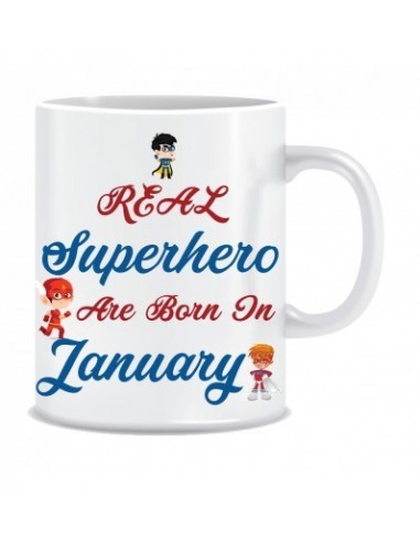 Everyday Desire Superheroes are Born in January Ceramic Coffee Mug - Birthday gifts for Boys, Men, Father - ED557