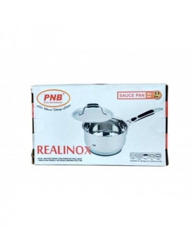 Pnb Kitchenmate Realinox Sauce Pan 19.5 cms 2.3 Ltr Induction Ceramic Halogen Gas Electric Cooking