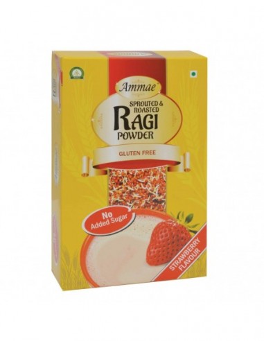 Sprouted Ragi Powder, Strawberry Flavour, Suitable for all, No added sugar or salt