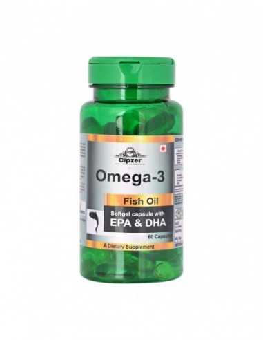 Cipzer Omega 3 Fish Oil Soft Gel Capsules (60 Caps), High Strength For Healthy Heart, Brain & Body For Men And Women
