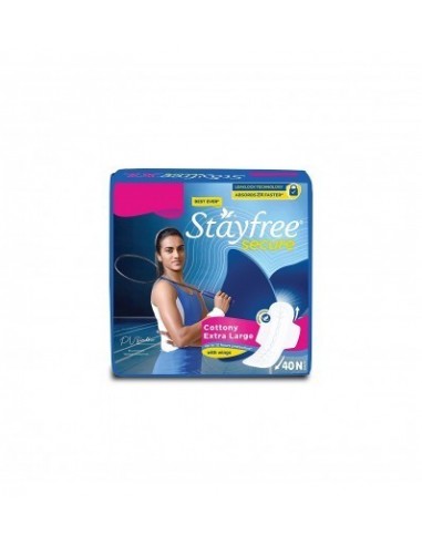 Stayfree Secure Extra Large Cottony Soft Cover Sanitary Pads For Women With Wings 40 Pads