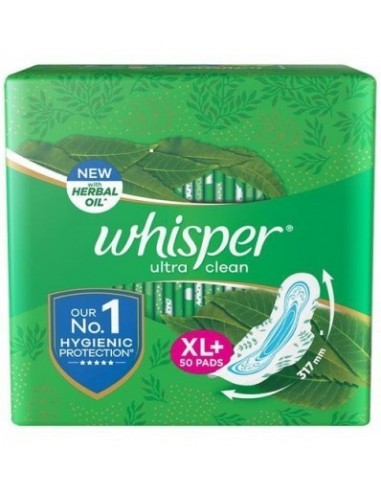 Whisper Ultra Clean Sanitary Pads XL Plus Locks Wetness & Odour 50 pcs