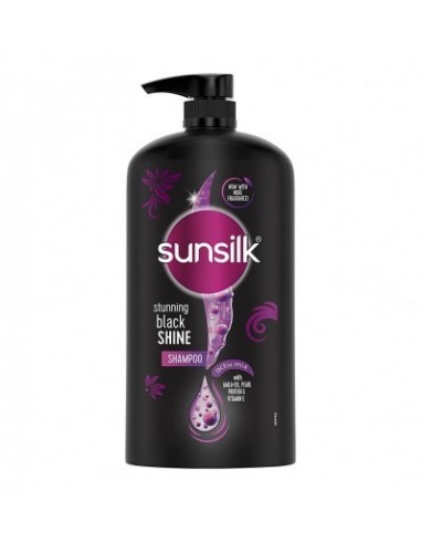 Sunsilk Stunning Black Shine Shampoo 1 L With Amla + Oil & Pearl Protein Gives Shiny Moisturised and Fuller
