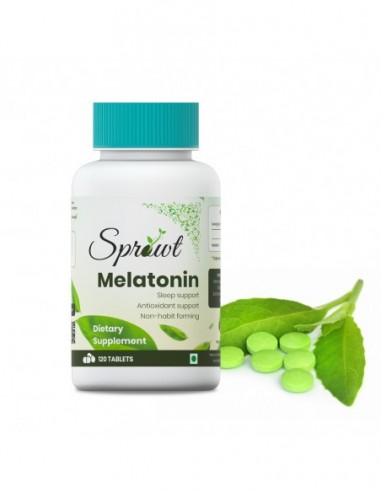 Sprowt Melatonin 10mg for better sleep - Sleep Supplement, Antioxidant Support & Non-Habit Forming - 120 Veg Tablets