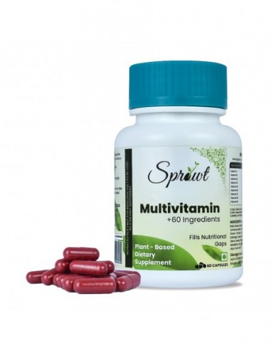 Sprowt Plant Based Multivitamin 60+ Ingredients - Veg 60 Capsules