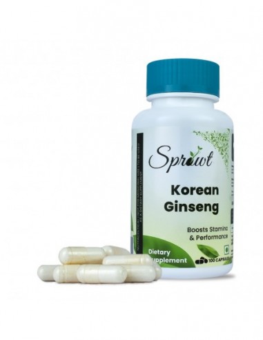 Sprowt Korean Red Ginseng 1000mg For Men - Boosts Stamina & Energy - Improve Immunity - Veg 100 Capsules