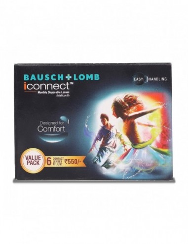 Bausch & Lomb Iconnect Value Pack Monthly Disposable Contact Lens Clear, 6 Lenses -0.50 To -6.00d
