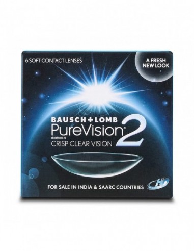 Bausch & Lomb Purevision 2 Monthly Disposable Contact Lens 6 Lenses -0.50d To -6d