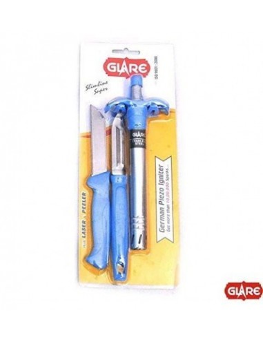 Glare Gas Lighter Slim Line Super Wit Laser Knife And Peeler 3 Pcs Ge-103