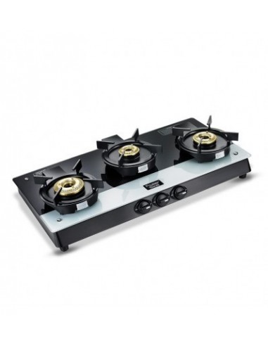 Prestige Svachh Duo GTSD 03 Toughened Glass with Liftable 3 Burners Gas Stove Black