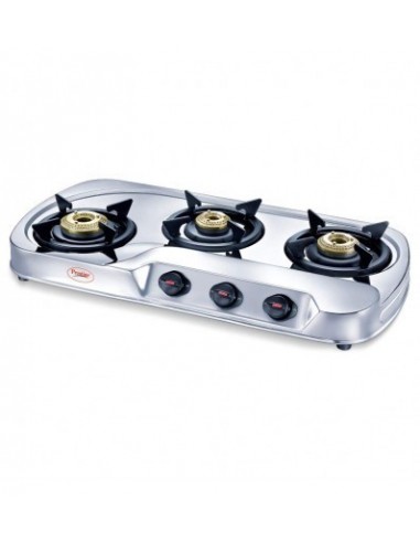 Prestige GS 03 L E Stainless Steel Manual 3 Burner Gas Stove Silver