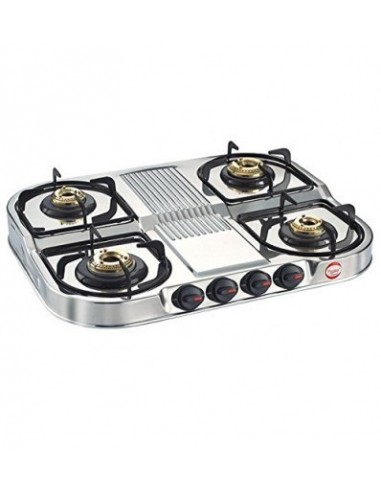 Prestige DGS 04 Stainless Steel Royale Gas Table Brass Burners Silver