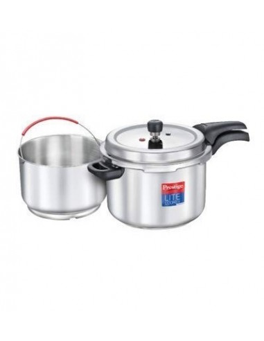 Prestige Svachh Lite Stainless Steel Pressure Cooker with Stain Less Steel Starch Filter 4 LTR