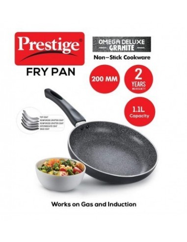 Prestige Omega Deluxe Aluminium Granite Fry Pan 20cm Omelette Pan Black