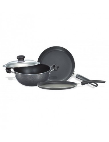 Prestige Omega Select Plus Residue Free Non-Stick Kitchen Set 3-Pieces black/Silver Aluminium